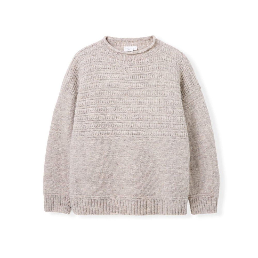 Celtic & Co British Heritage Gansey Sweater Undyed Taupe 100% Wool NWT UK L